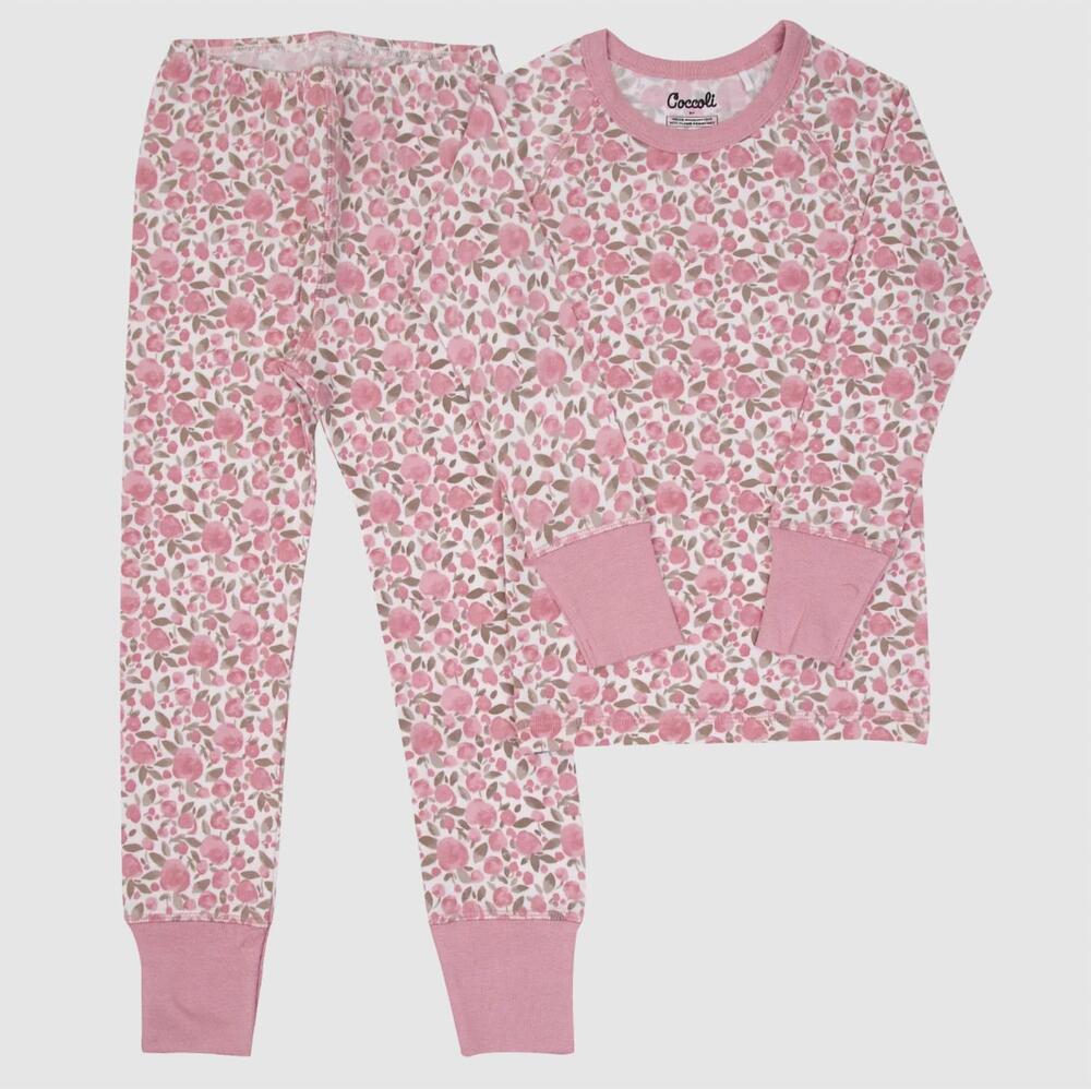 NEW COCCOLI kid's apple floral pajama set in pink